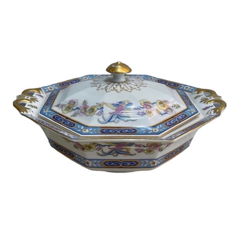 1930s Antique Princess China Bavaria Memphis Pattern Covered Vegetable Bowl